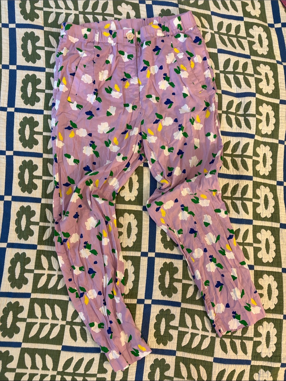 Clare V Lavender Floral Pants, 100% Cotton, M